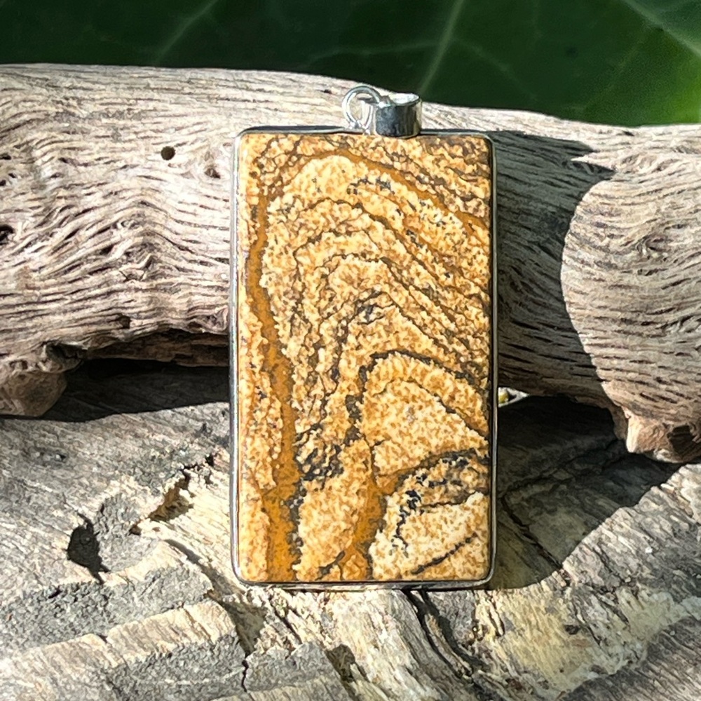 Silver‎ plated picture jasper pendant 1410